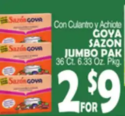 Bravo Supermarkets GOYA SAZON JUMBO PAK 36 Ct. 6.33 Oz. Pkg offer