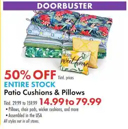 Boscov's ENTIRE STOCK Patio Cushions & Pillows offer