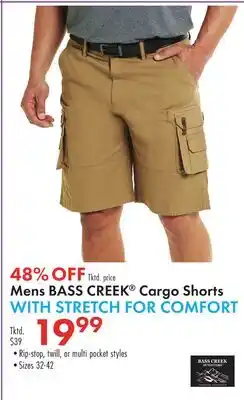 Boscov's Mens BASS CREEK Cargo Shorts WITH STRETCH FOR COMFORT offer