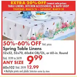 Boscov's Spring Table Linens offer