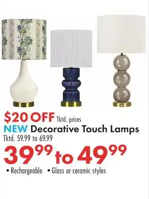 Boscov's Decorative Touch Lamps offer