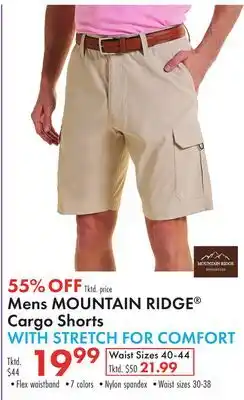 Boscov's Mens MOUNTAIN RIDGE Cargo Shorts WITH STRETCH FOR COMFORT offer