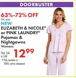 Boscov's ELIZABETH & NICOLE or PINK LAUNDRY Pajamas & Nightgowns Womens offer