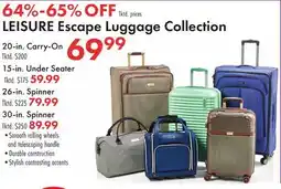 Boscov's LEISURE Escape Luggage Collection offer
