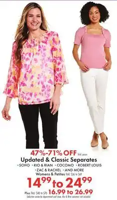 Boscov's Updated & Classic Separates offer