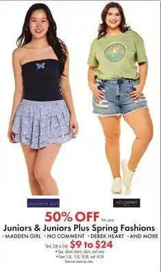 Boscov's Juniors & Juniors Plus Spring Fashions offer