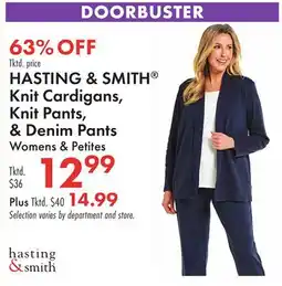 Boscov's HASTING & SMITH Knit Cardigans, Knit Pants, & Denim Pants offer
