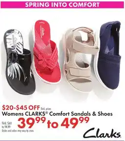 Boscov's Womens CLARKS Comfort Sandals & Shoes offer