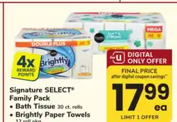 ACME Signature SELECT Family Pack Bath Tissue 30 ct. rolls, Brightly Paper Towels 12 roll pkg offer