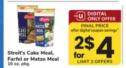 ACME Streit's Cake Meal, Farfel or Matzo Meal offer