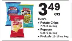 ACME Herr's Potato Chips 7.75-8 oz. bag ea, Popcorn 5.25-6 oz. bag, Pretzels 11-16 oz. bag offer
