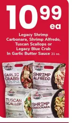 ACME Legacy Shrimp Carbonara, Shrimp Alfredo, Tuscan Scallops or Legacy Blue Crab In Garlic Butter Sauce offer