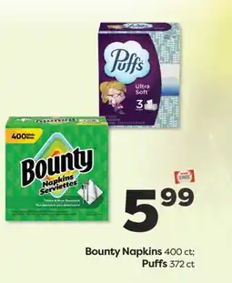 Weis Markets Bounty Napkins 400 ct Puffs 372 ct offer
