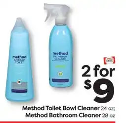 Weis Markets Method Toilet Bowl Cleaner 24 oz Method Bathroom Cleaner 28 oz offer