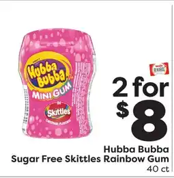 Weis Markets Hubba Bubba Sugar Free Skittles Rainbow Gum offer
