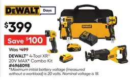 Lowe's 4-Tool XR 20V MAXF Combo Kit offer