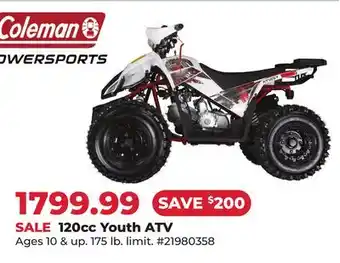 Runnings Coleman 120cc Youth ATV offer