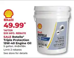Runnings shell Rotella Triple Protection 15W-40 Engine Oil offer