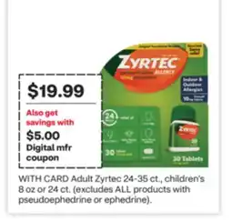 CVS Adult Zyrtec 24-35 ct., children's 8 oz or 24 ct offer
