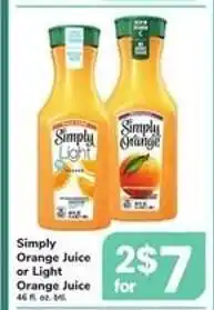 Safeway Simply Orange Juice or Light Orange Juice offer