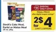 Safeway Streit's Cake Meal, Farfel or Matzo Meal offer