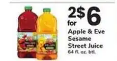 Safeway Apple & Eve Sesame Street Juice offer