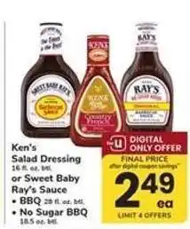 Safeway Ken's Salad Dressing or Sweet Baby Ray's Sauce offer