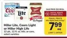 Safeway Miller Lite, Coors Light or Miller High Life offer