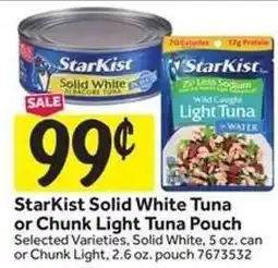 Stop&Shop StarKist Solid White Tuna or Chunk Light Tuna Pouch offer