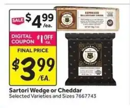 Stop&Shop Sartori Wedge or Cheddar offer