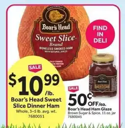 Stop&Shop Boar's Head Sweet Slice Dinner Ham offer