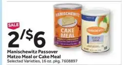 Stop&Shop Manischewitz Passover Matzo Meal or Cake Meal offer
