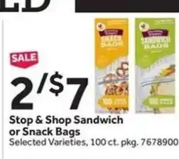 Stop&Shop Stop & Shop Sandwich or Snack Bags offer