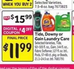 Stop&Shop Tide, Downy or Gain Laundry Care offer