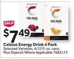 Stop&Shop Celsius Energy Drink 4 Pack offer