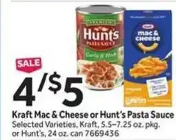 Stop&Shop Kraft Mac & Cheese or Hunt's Pasta Sauce offer
