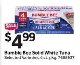 Stop&Shop Bumble Bee Solid White Tuna offer