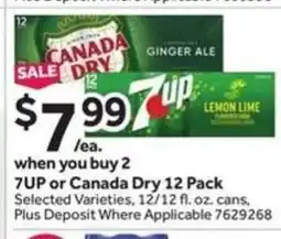 Stop&Shop 7UP or Canada Dry 12 Pack offer