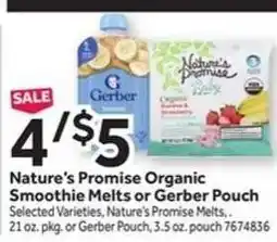 Stop&Shop Nature's Promise Organic Smoothie Melts or Gerber Pouch offer