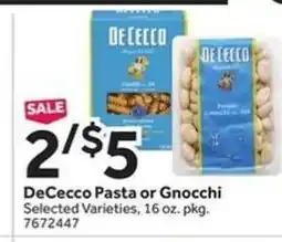 Stop&Shop DeCecco Pasta or Gnocchi offer