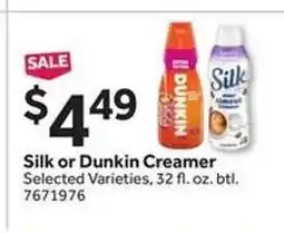 Stop&Shop Silk or Dunkin’ Creamer offer
