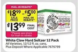 Stop&Shop White Claw Hard Seltzer 12 Pack offer