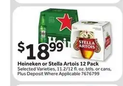 Stop&Shop Heineken or Stella Artois 12 Pack offer