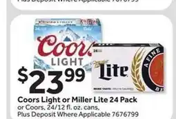 Stop&Shop Coors Light or Miller Lite 24 Pack offer