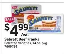 Stop&Shop Sabrett Beef Franks offer