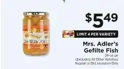 ShopRite Mrs. Adler’s Gefilte Fish offer