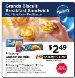 ShopRite Pillsbury Grands! Biscuits / Pillsbury Crescent Rolls offer