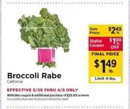 ShopRite Broccoli Rabe offer