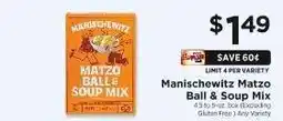 ShopRite Manischewitz Matzo Ball & Soup Mix offer