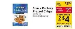 ShopRite Snack Factory Pretzel Crisps offer